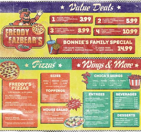 freddy fazbear's pizza restaurant|freddy fazbears menu.